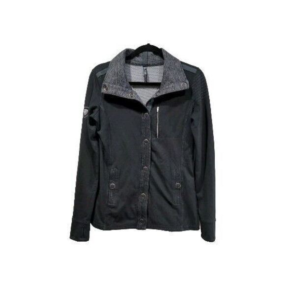 Kuhl Krush Womens Cotton Blend Button Up Jacket Size S Black Stretch Streetwear - Picture 1 of 13